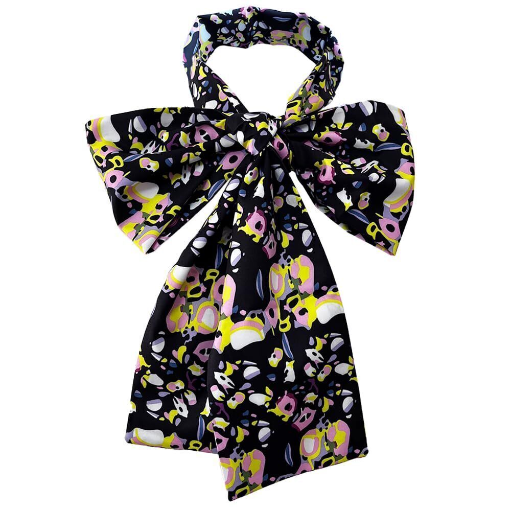 2630 Hatter Bow Tie Clolored Floral Print Scarf Big Bowtie for Adults